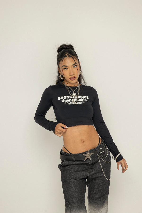 Cropped Unspeakable Long Sleeve-Negro