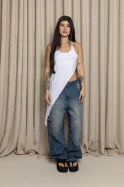 Camisilla Asimétric Trust Me-Blanca