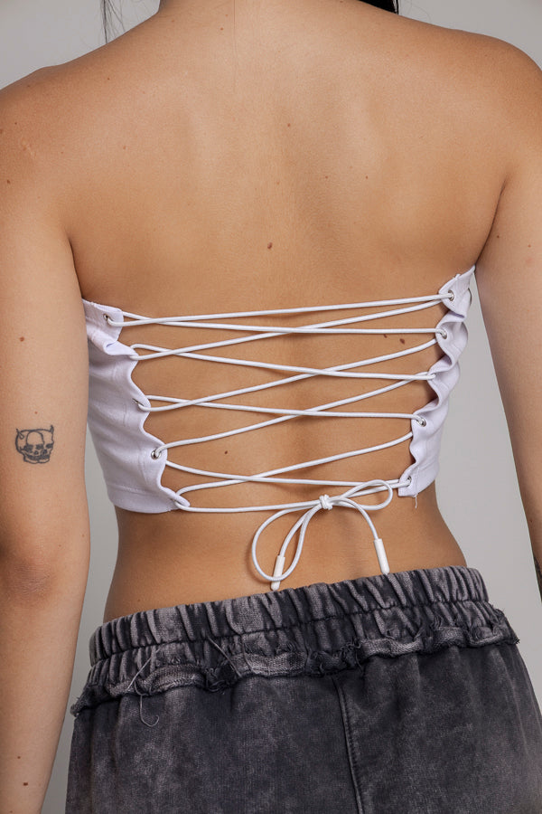 Top Remainder Strapless Blanco