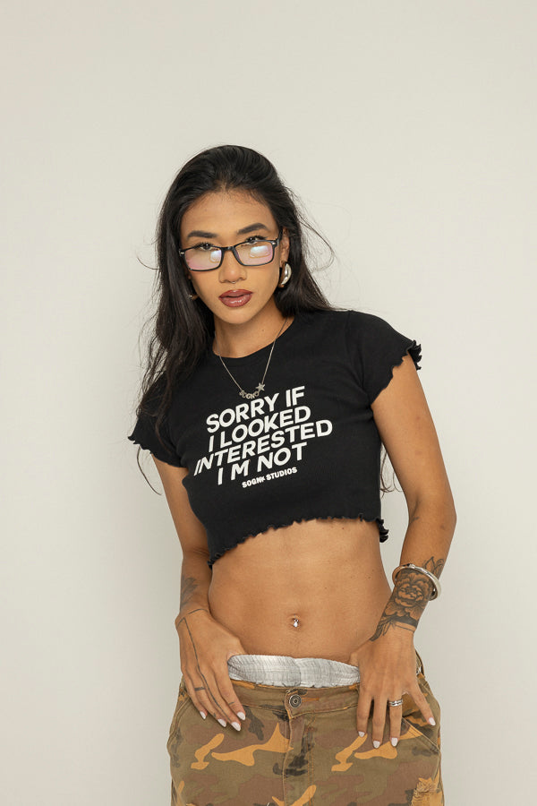 Cropped Unspeakable T-Shirt Canalé-Negro