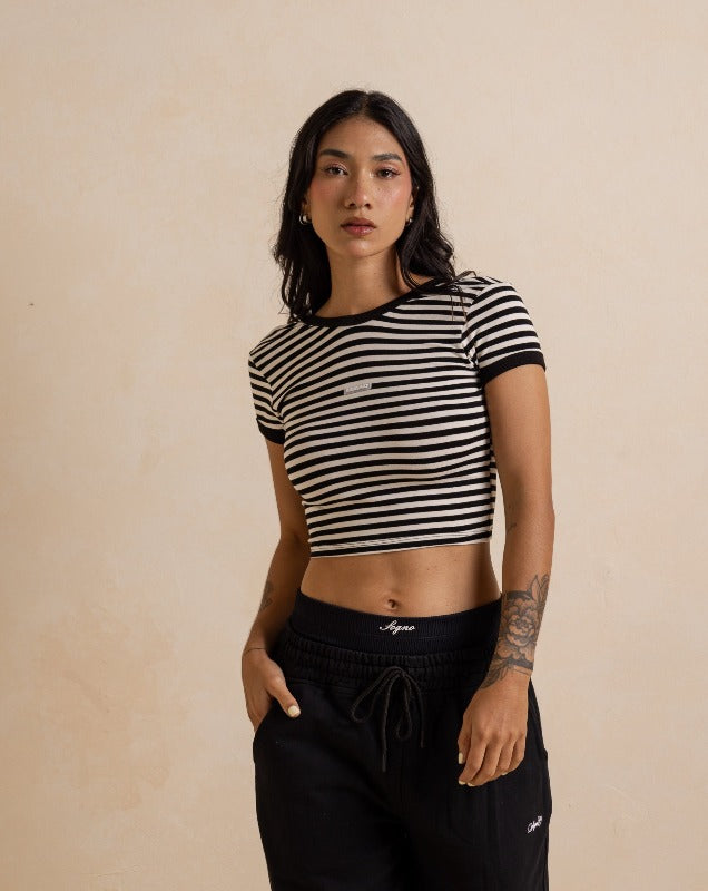 Croptop Básico-Rallas Negras