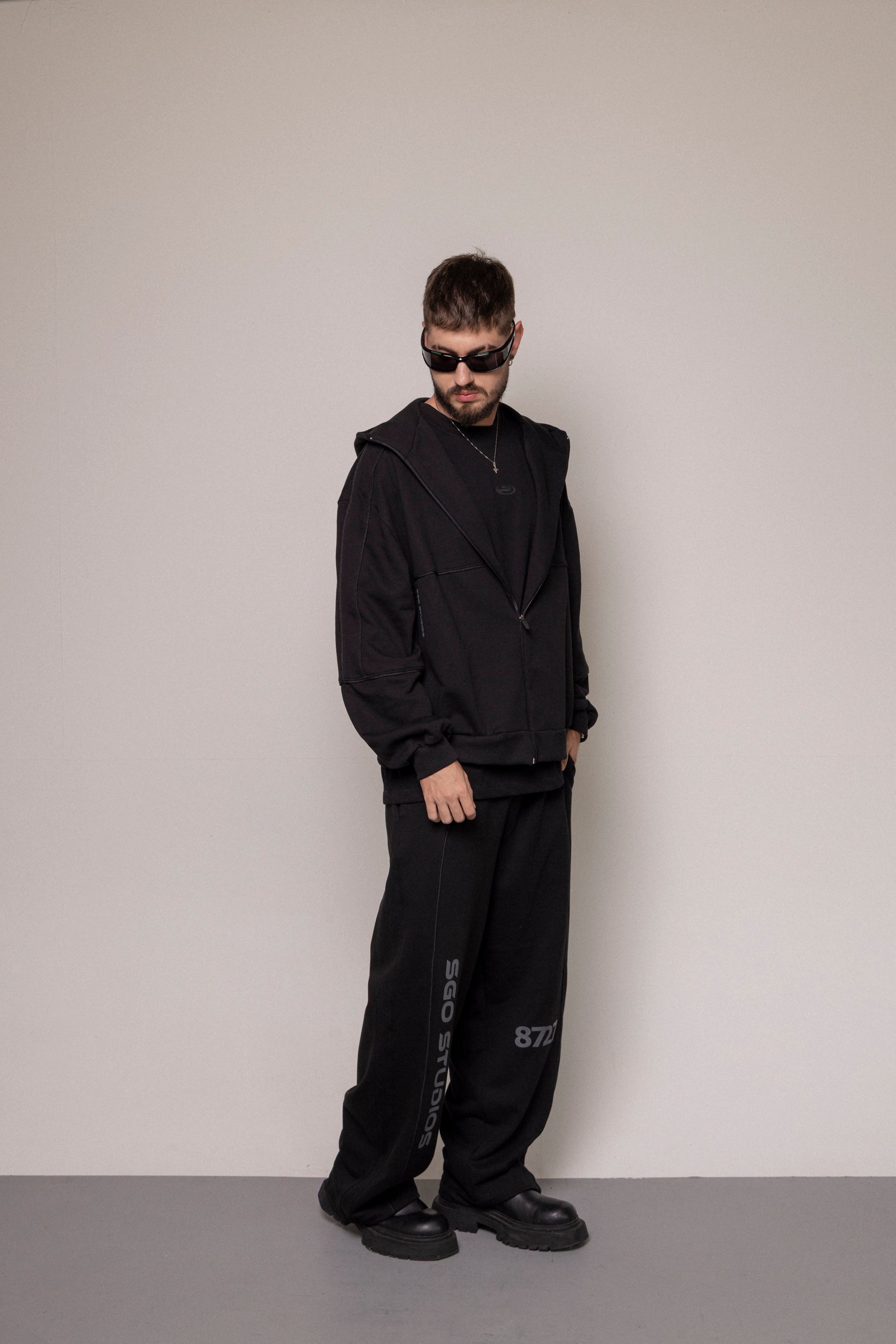 SET HOODIE Y SUDADERA 8727 -NEGRO