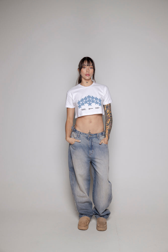 Crop-Top Courage Estrellas/Azul-Blanco