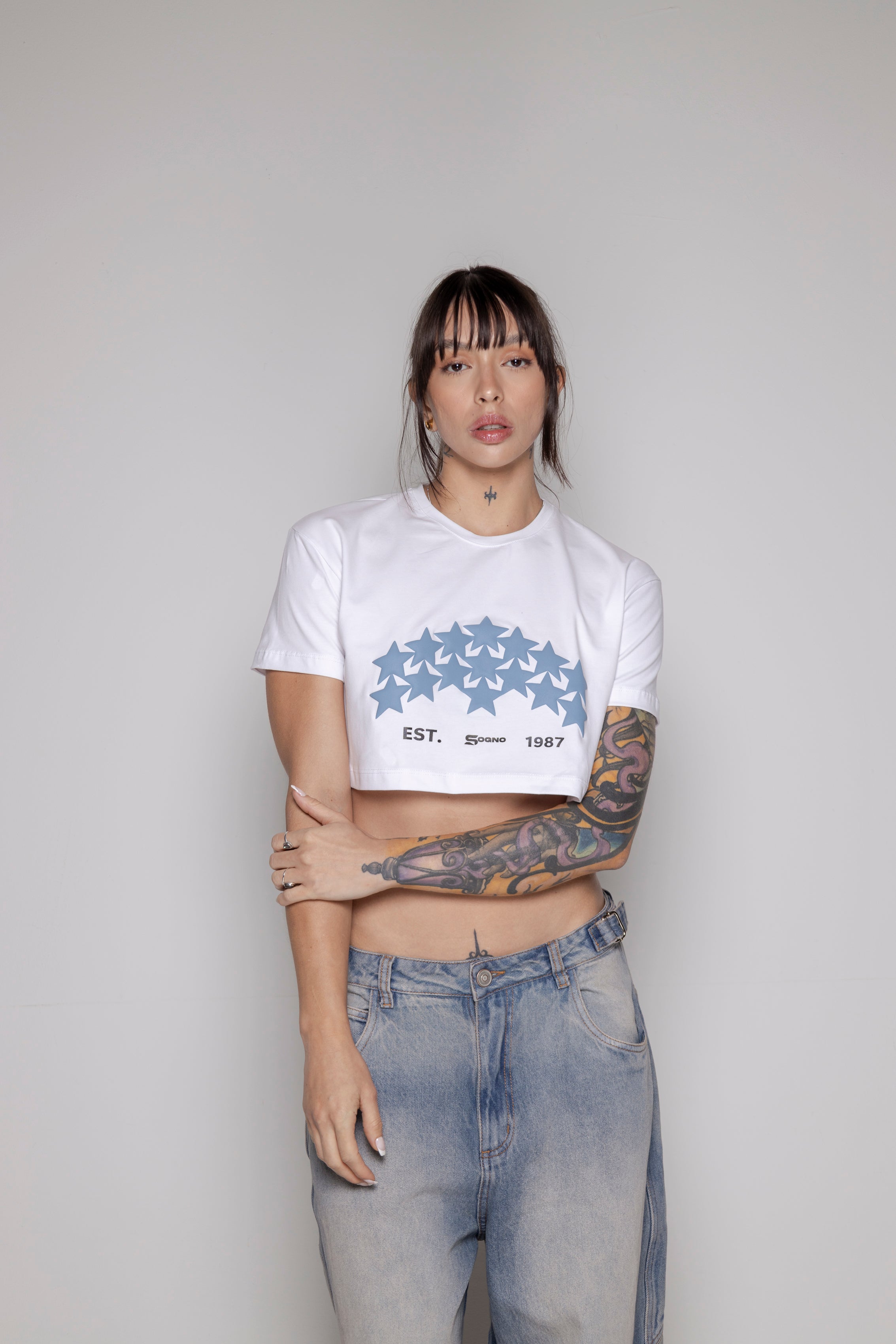 Crop-Top Courage Estrellas/Azul-Blanco