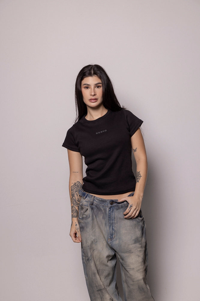 Camiseta 87/27 Basic Rib-Negra
