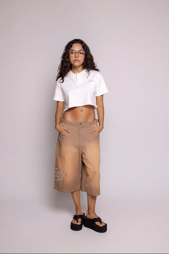 CropTop Polo Motion-Beige