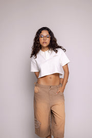 CropTop Polo Motion-Beige