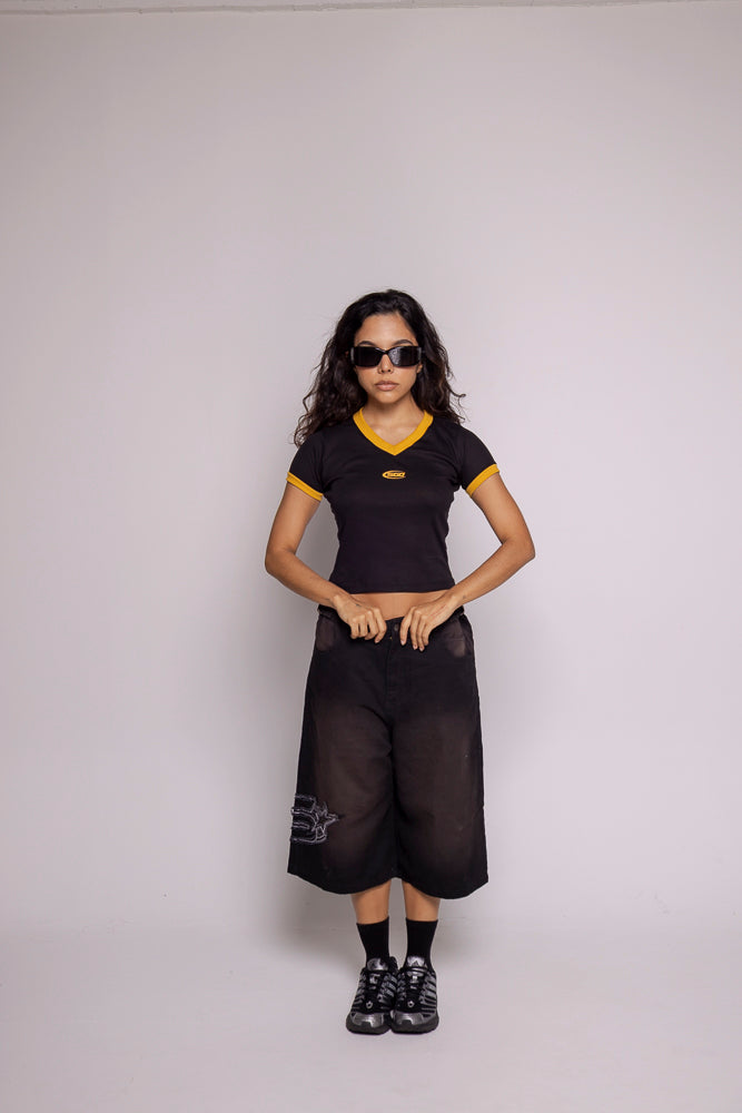 Camiseta Motion Cuello V-Negro