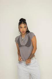 Crop T-Shirt boobs Unspeakable-Gris