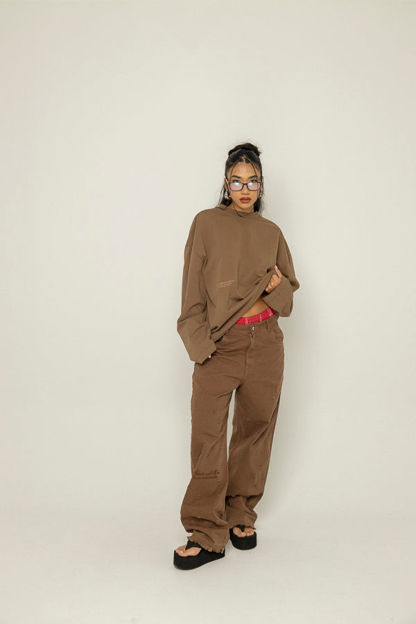 Buzo Dama Unspeakable Long Sleeve-Marrón