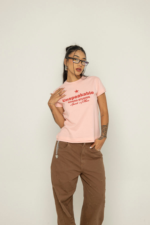 T-Shirt Rose Two Hem Unspeakable-Rosa
