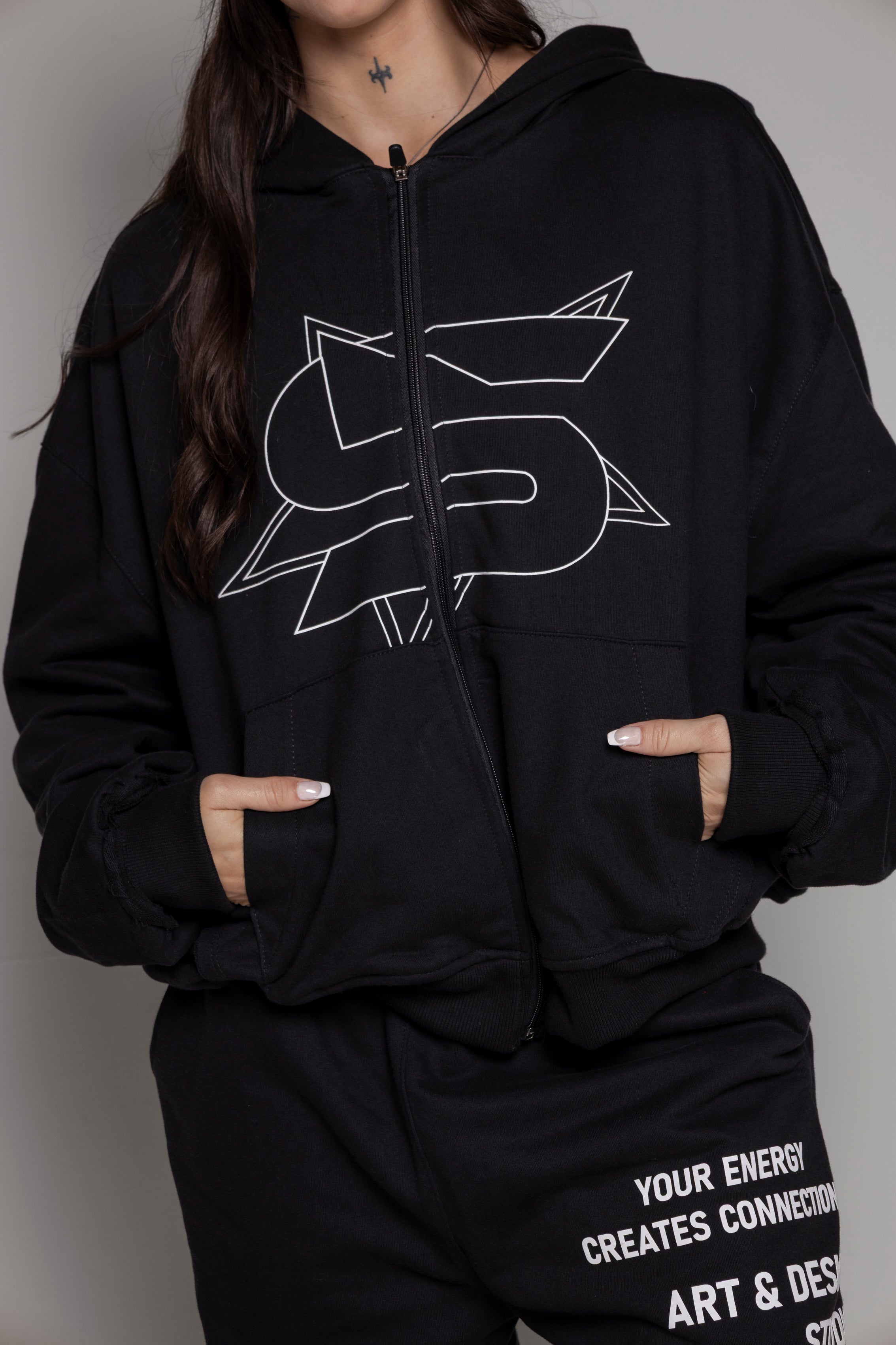 Hoodie Courage Dama Energy-Negro