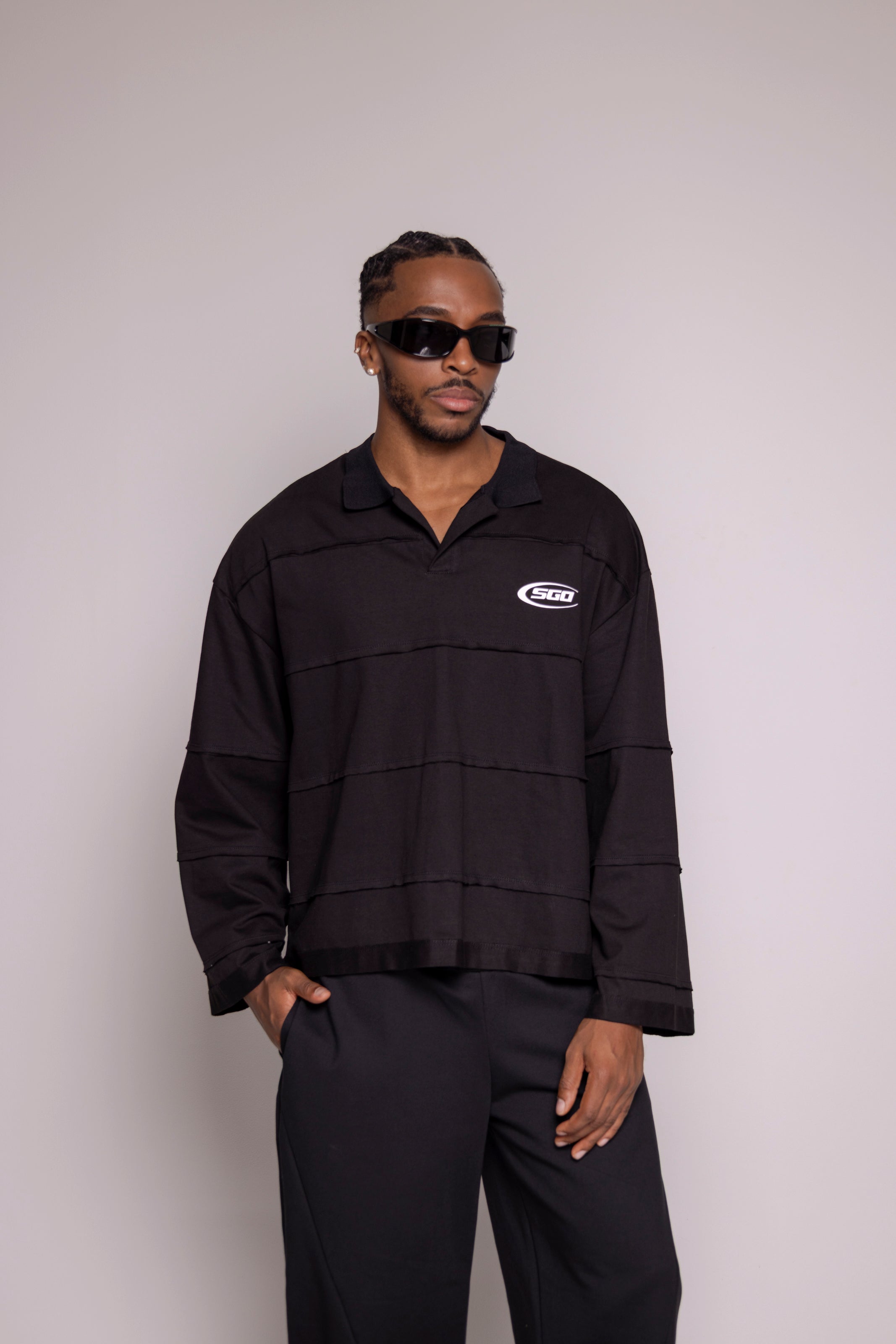 Buzo Motion Cortes - Tipo Polo-Negro