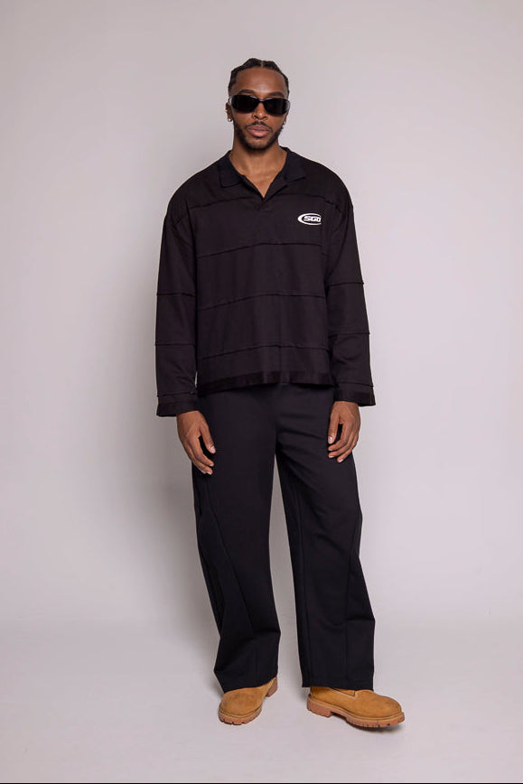 Buzo Motion Cortes - Tipo Polo-Negro