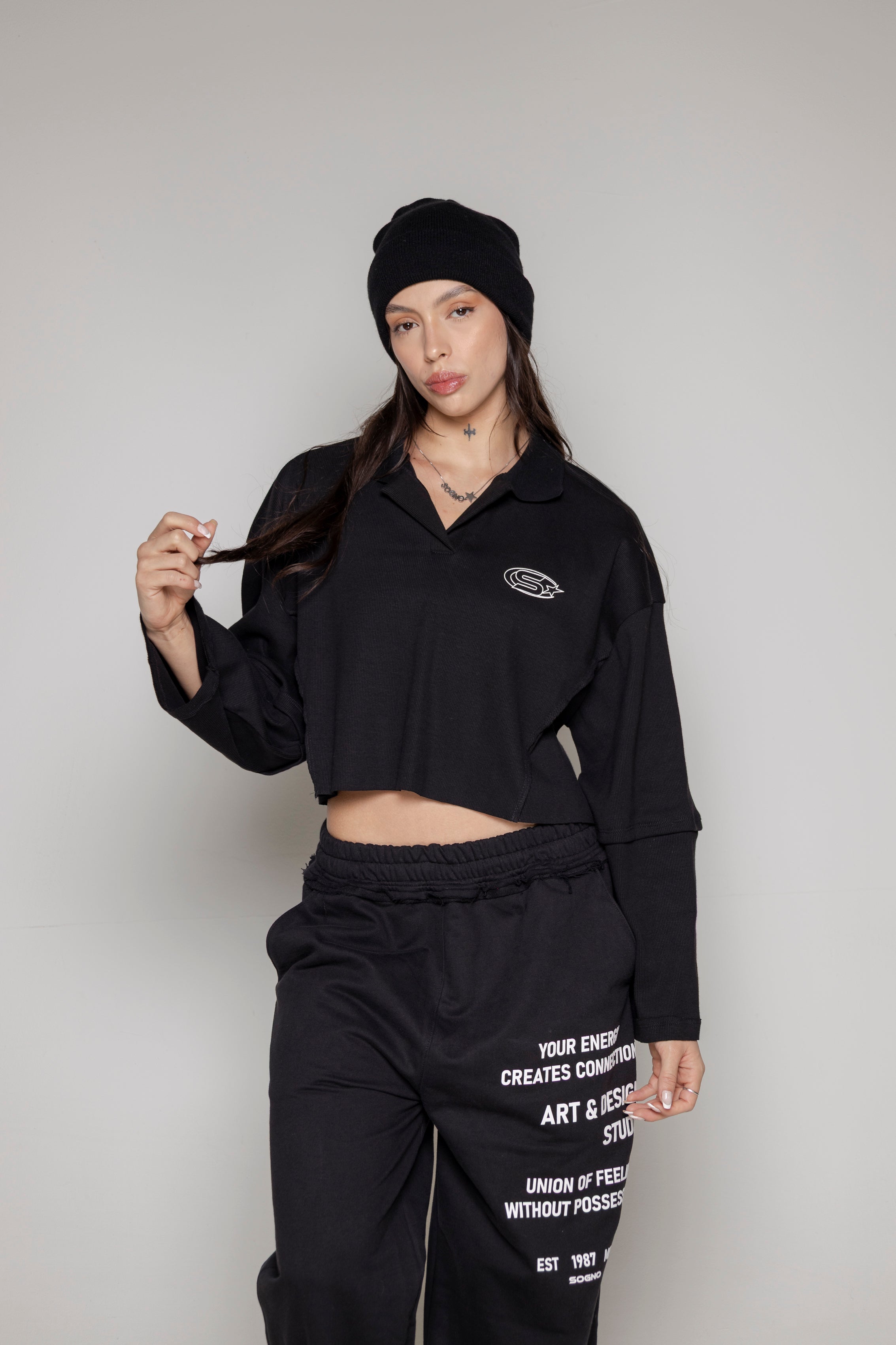 Buzo Dama Courage Tipo Polo-Negro