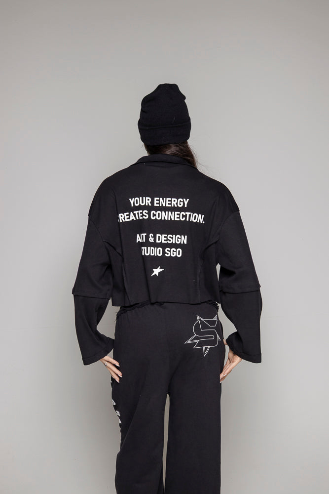 Buzo Dama Courage Tipo Polo-Negro