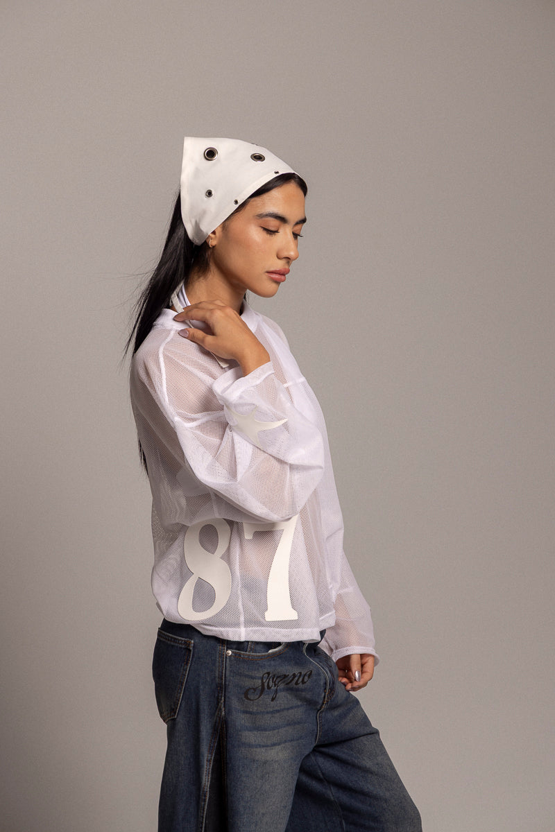 Buzo Malla Dama Affirmation Boxy- Blanco