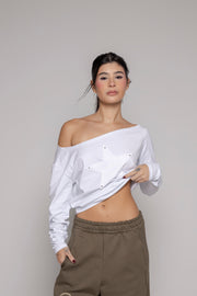 Buzo Remainder Drapeado-Blanco