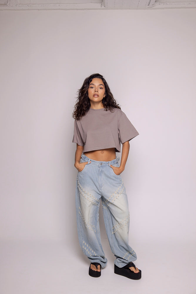 CropTop Basic Motion-Gris