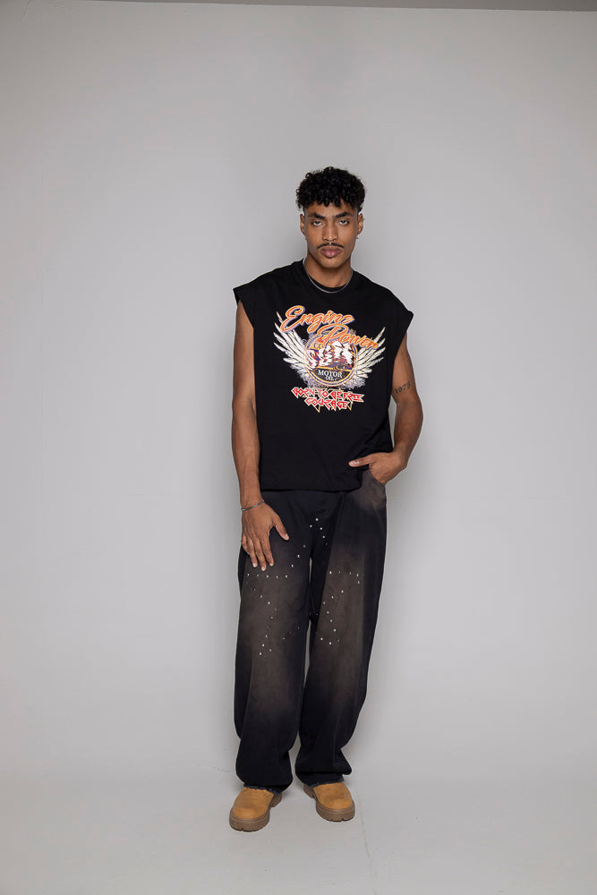 Baggy Courage Negro Desgastes/Estrella