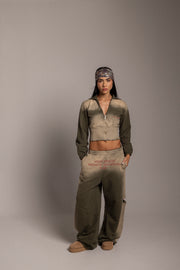 SET BUZO CROPTOP Y SUDADERA AFFIRMATION-GREEN