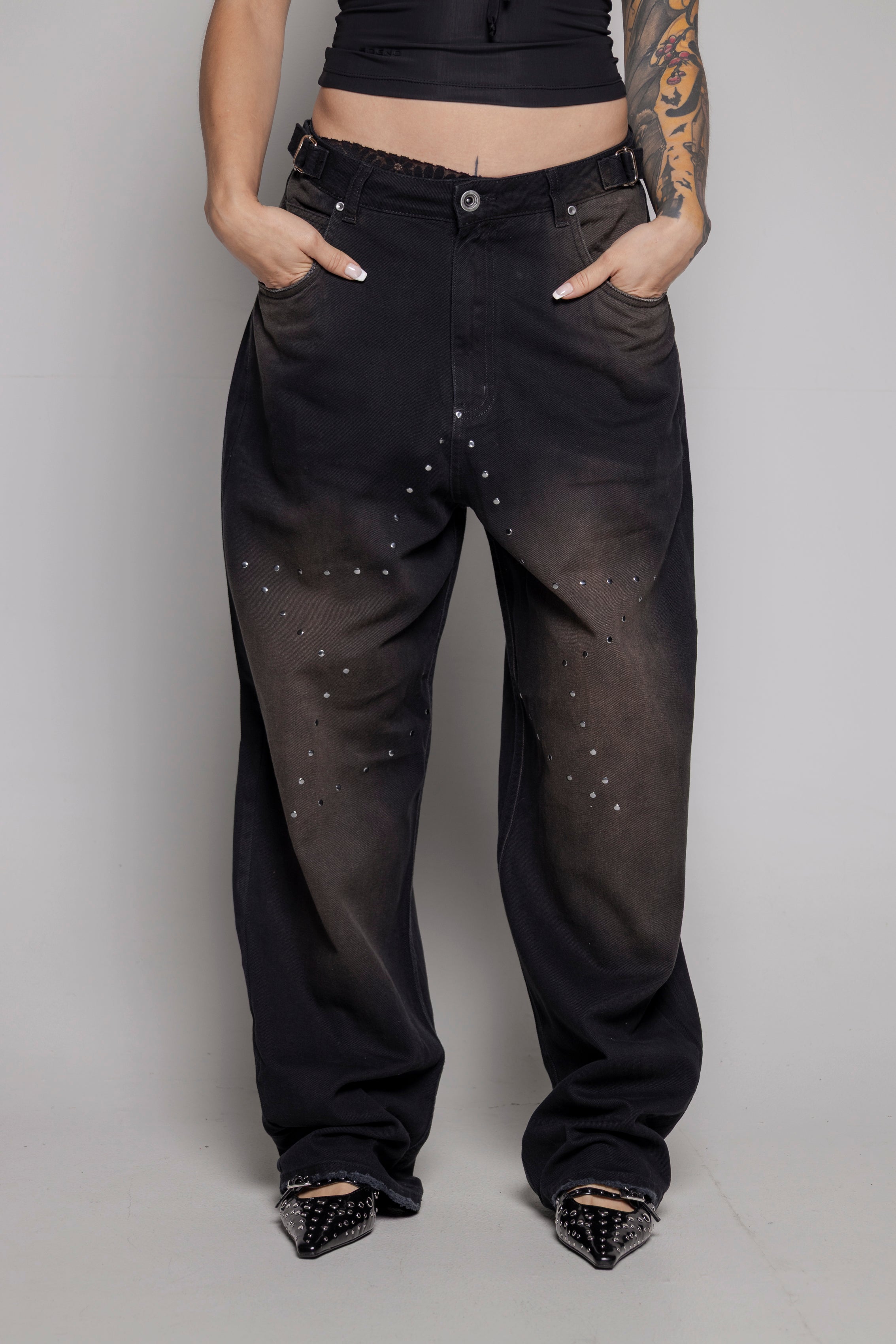 Baggy Courage Dama Negro Desgastes/Estrella