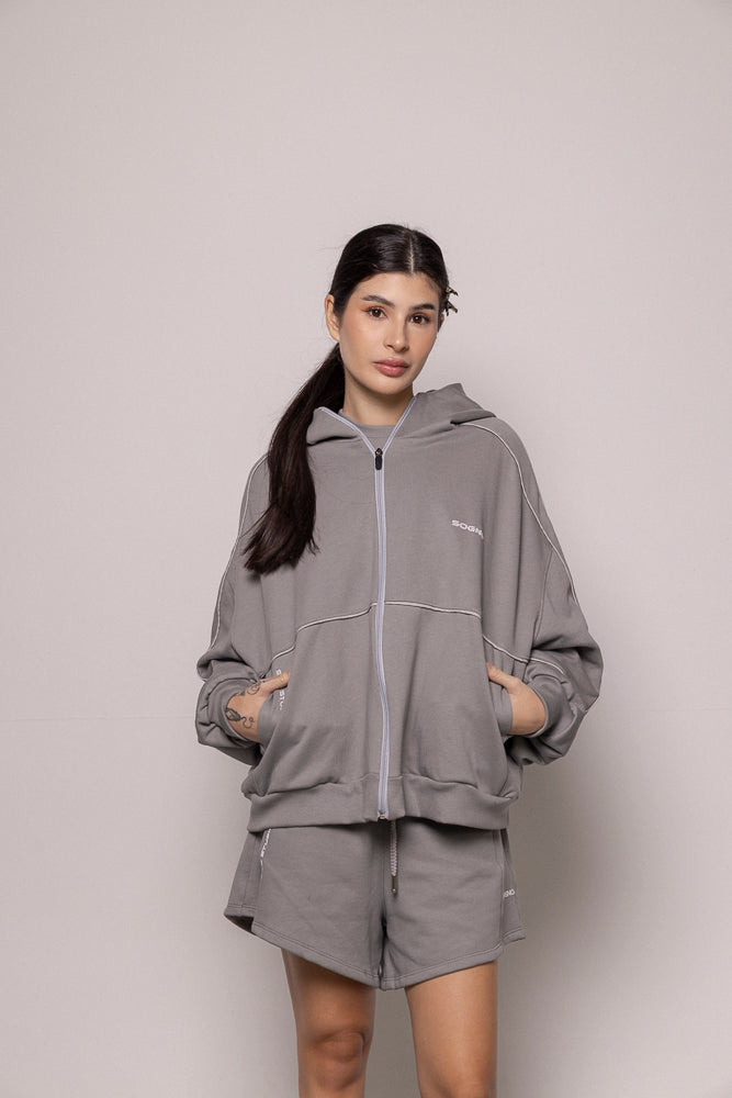 Hoodie 87/27 Sgo Dama-Gris