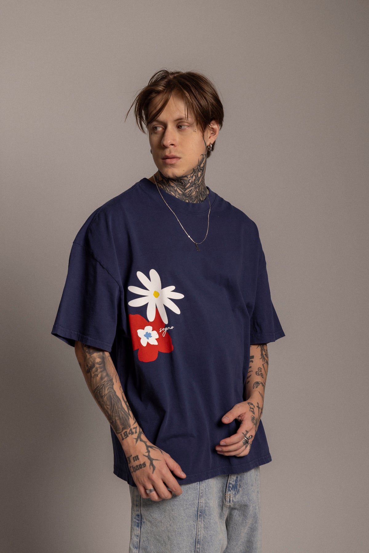 Oversized Flor Affirmation-Azul