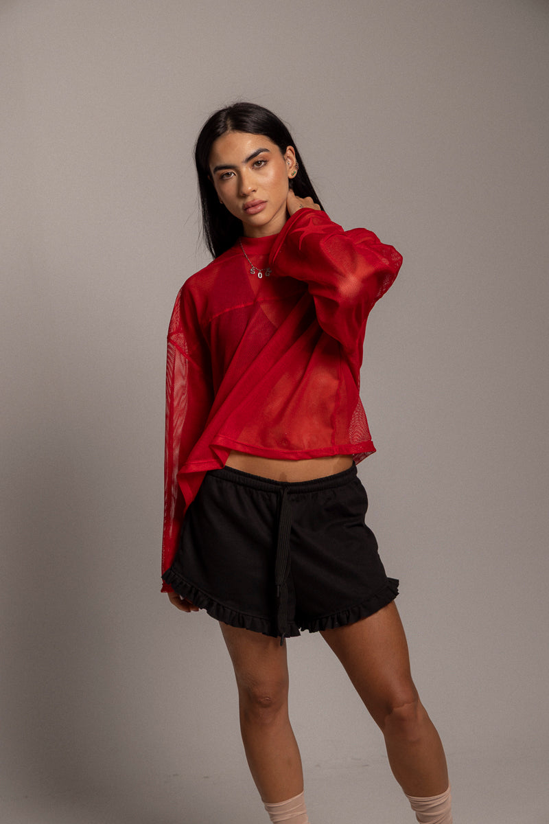 Buzo Malla Dama Affirmation Boxy- Rojo