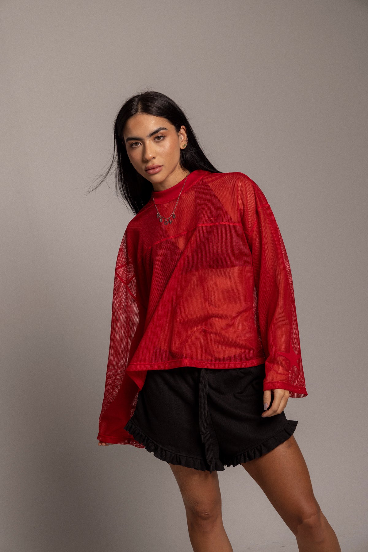 Buzo Malla Dama Affirmation Boxy- Rojo