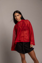 Buzo Malla Dama Affirmation Boxy- Rojo