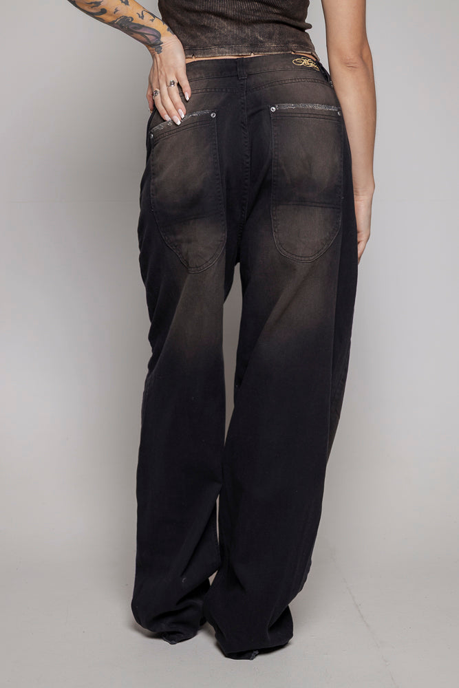 Baggy Courage Dama Negro Desgastes