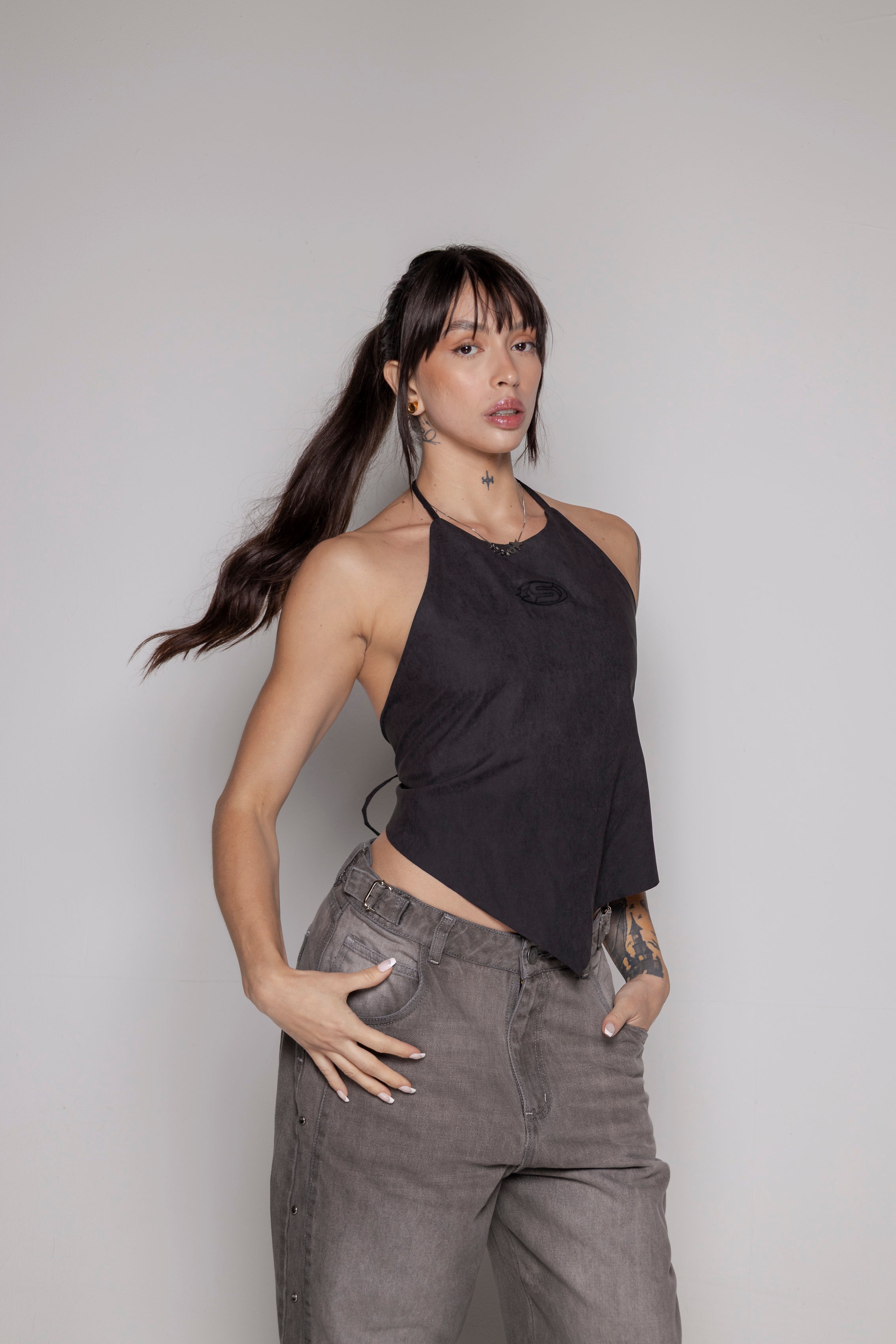 Top Courage Tipo Pañoleta-Negro