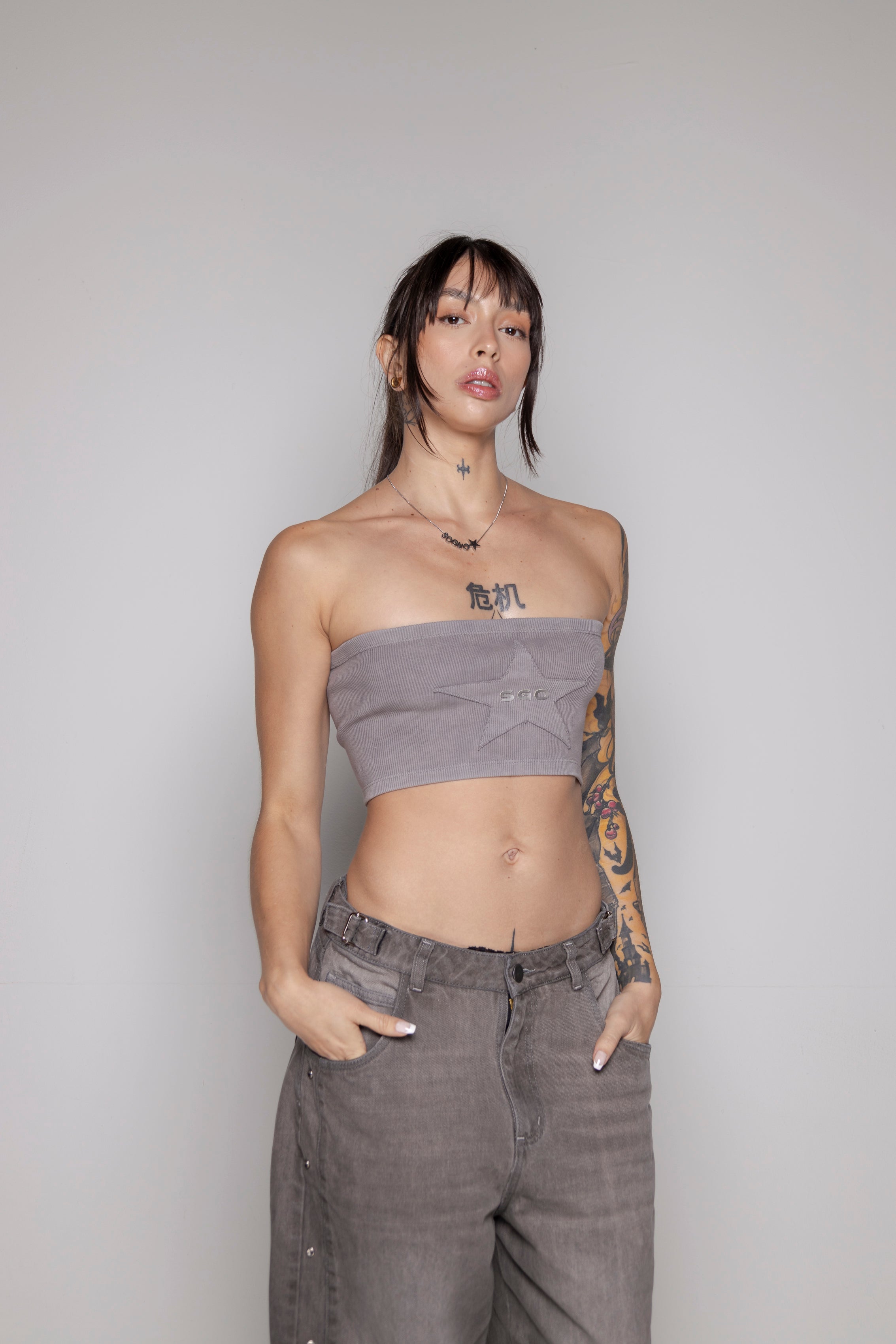 Top Courage Strapless Gris/Stone