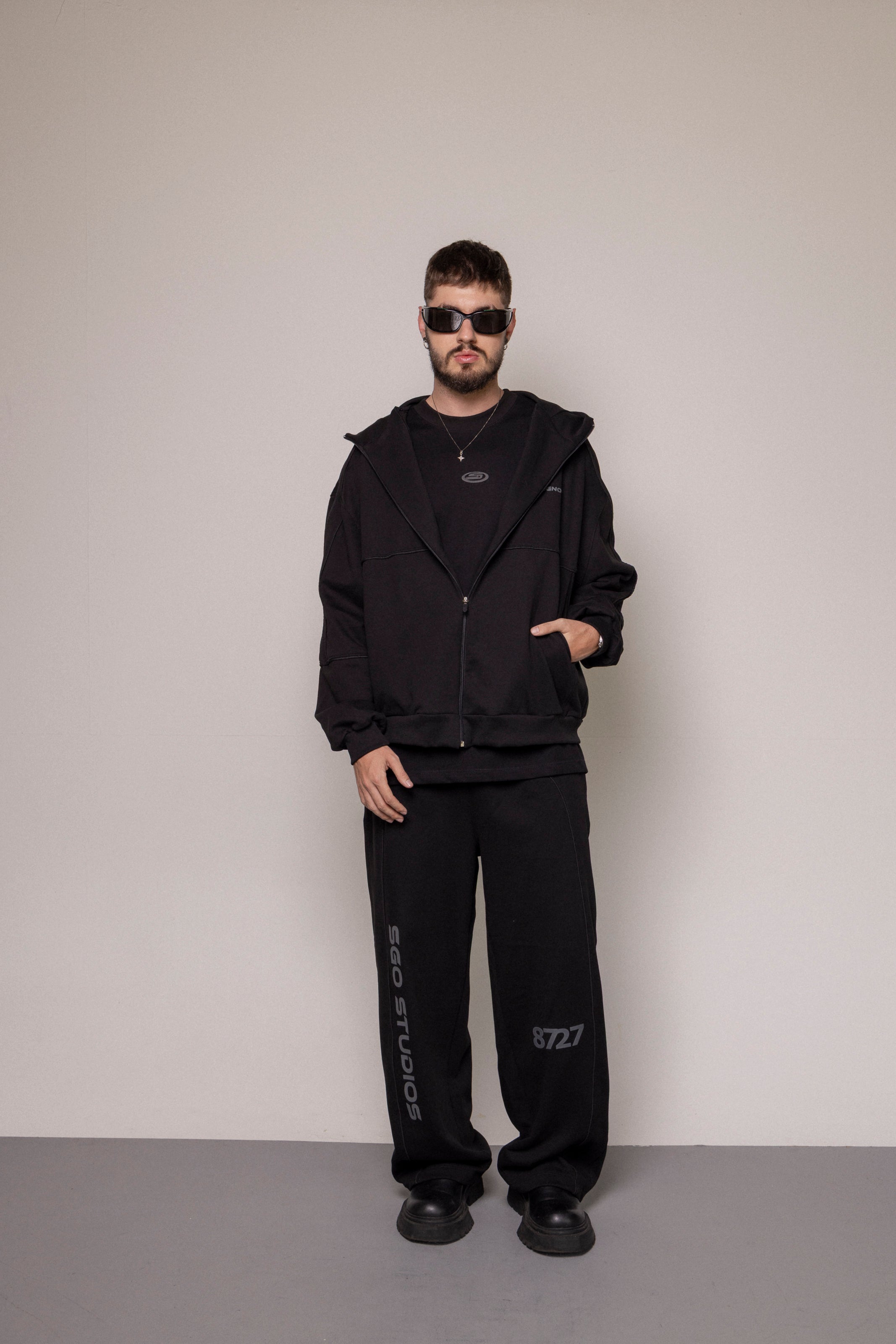 SET HOODIE Y SUDADERA 8727 -NEGRO