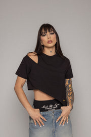 Crop-Top Asimetric The Win-Negro