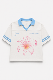 Camiseta Boxy Flor-Blanca