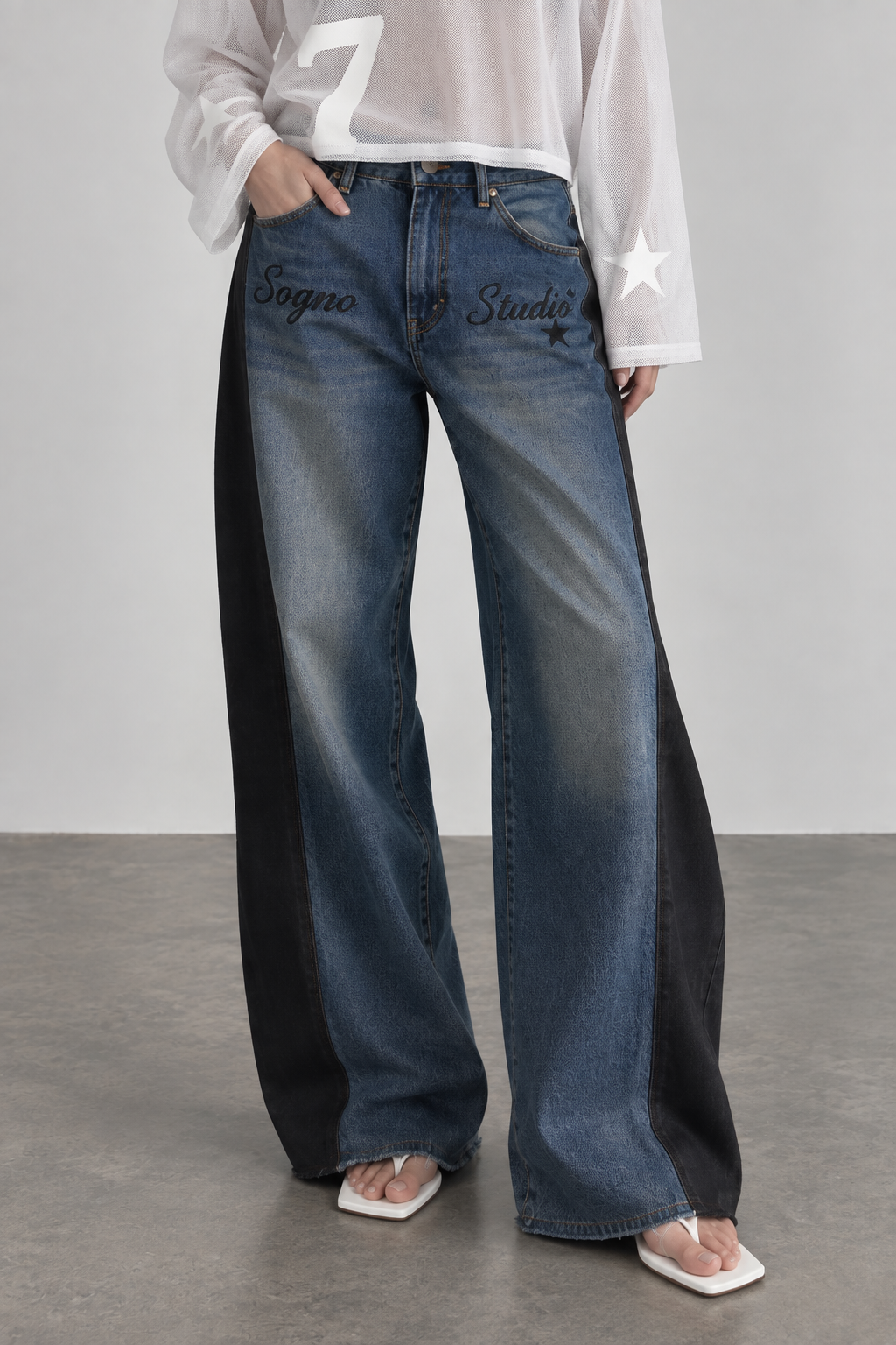 Jean Bicolor Wide Leg