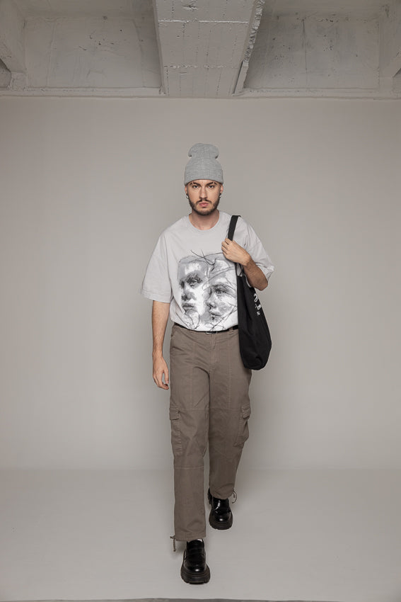 Oversized The Art Rostro-Gris/Claro