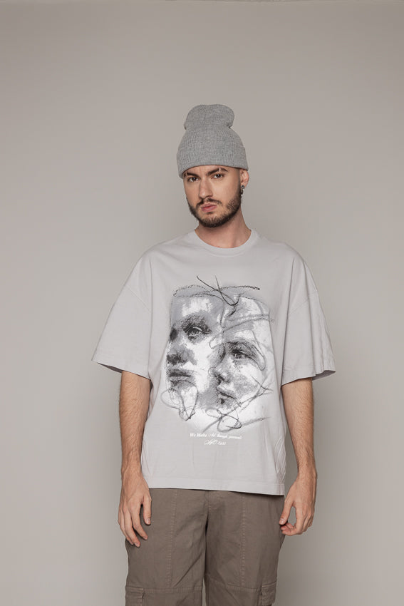 Oversized The Art Rostro-Gris/Claro